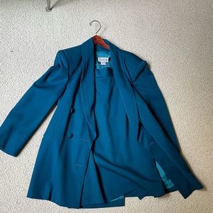Vintage, Nordstrom, teal blazer and knee length skirt, size 6